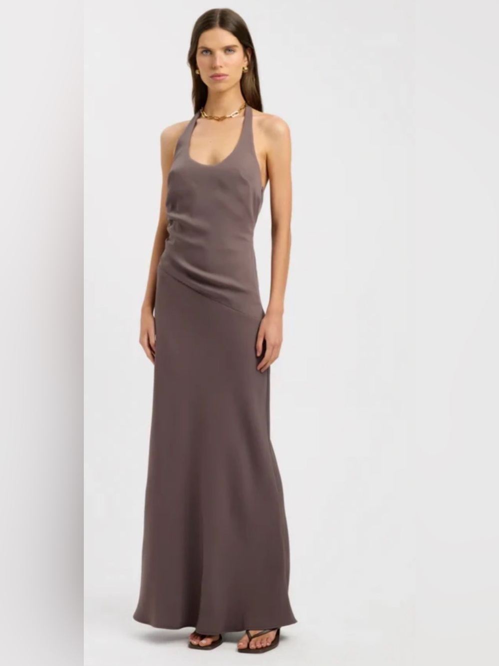 Kookai Taupe Halter Maxi Dress